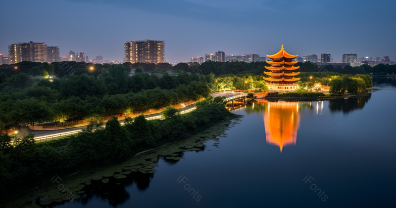 沂蒙邻水生态小城沂水城市湿地鸟瞰景摄影真实水中倒影,高清,摄影图,摄影图片,图片大全,摄影图免费下载